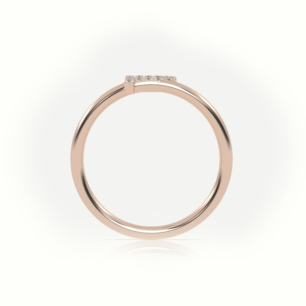 Round Cut Diamonds “P” Initials Monogram Alphabet Ring — Rose Gold