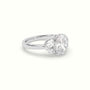 Oval Diamond Trilogy Half Moon Engagement Ring — White Gold
