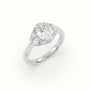 Oval Diamond Trilogy Half Moon Engagement Ring — White Gold