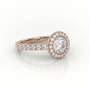 Round-Cut-Diamond 4 Prongs Halo Scallop Setting Engagement Ring — Rose Gold