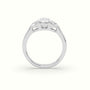 Oval Diamond Trilogy Half Moon Engagement Ring — White Gold