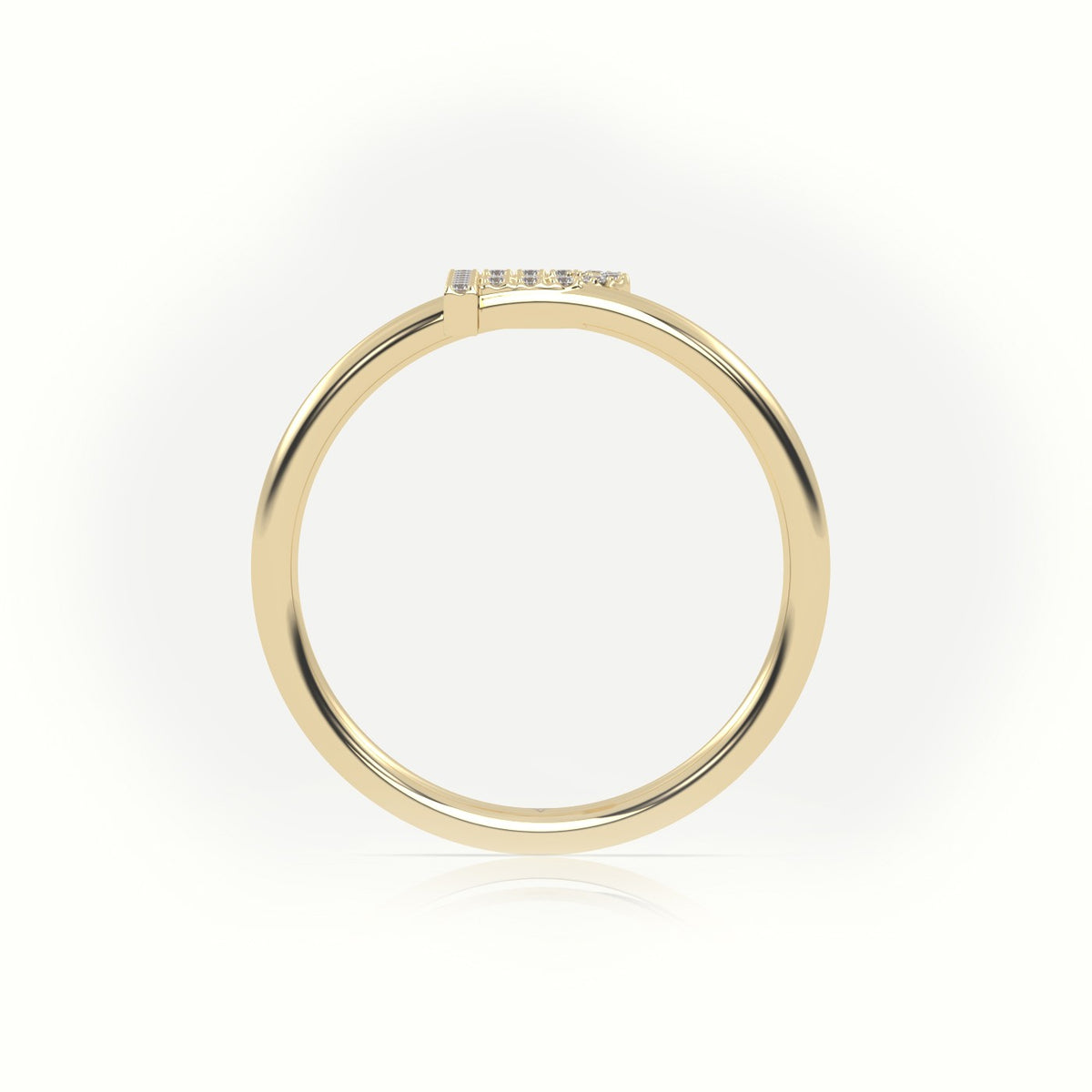 Round Cut Diamonds “P” Initials Monogram Alphabet Ring — Yellow Gold