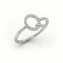 Round Cut Diamonds “Q” Initials Monogram Alphabet Ring — White Gold