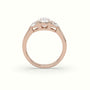 Oval Diamond Trilogy Half Moon Engagement Ring — Rose Gold