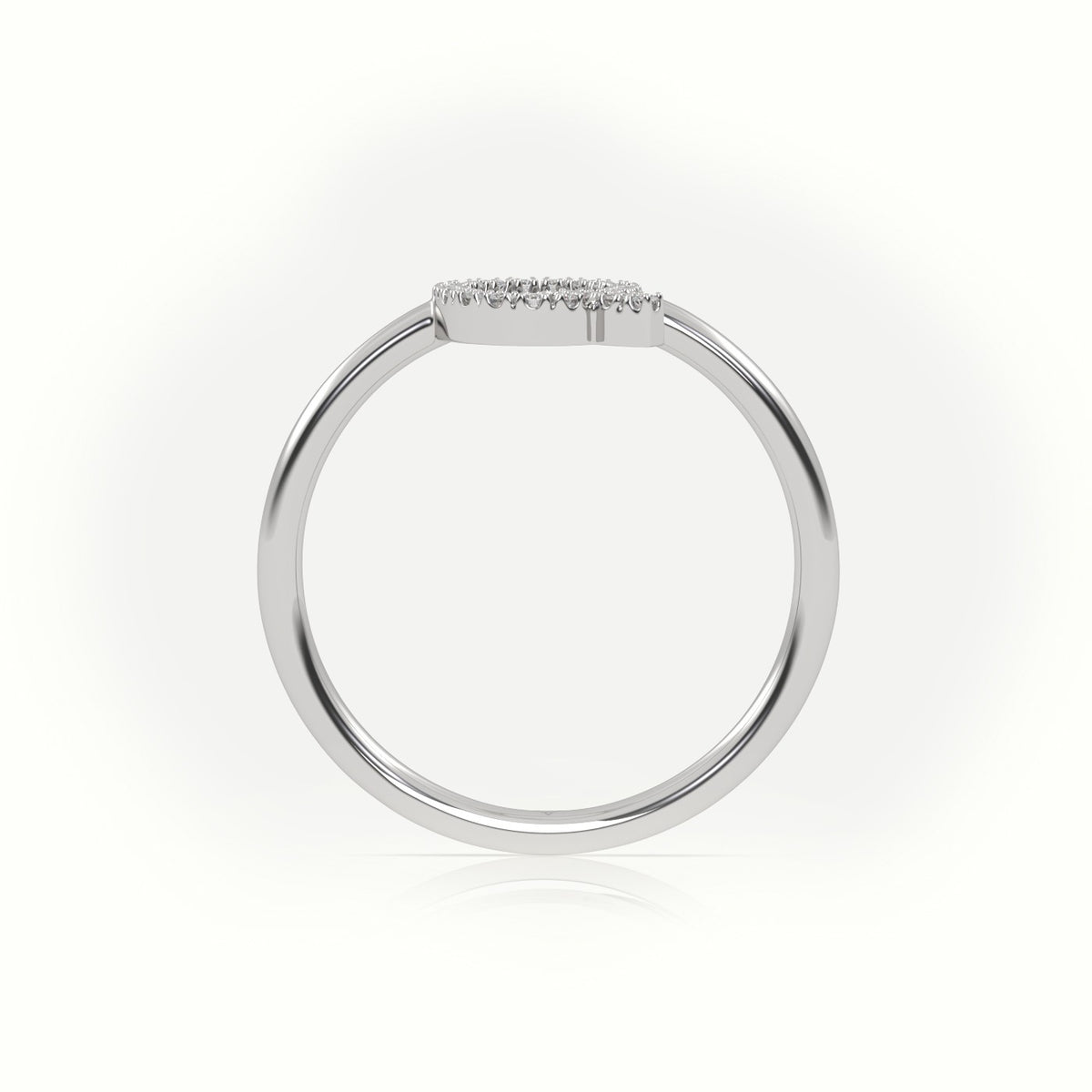Round Cut Diamonds “Q” Initials Monogram Alphabet Ring — White Gold