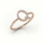 Round Cut Diamonds “Q” Initials Monogram Alphabet Ring — Rose Gold