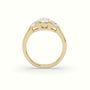 Oval Diamond Trilogy Half Moon Engagement Ring — Yellow Gold