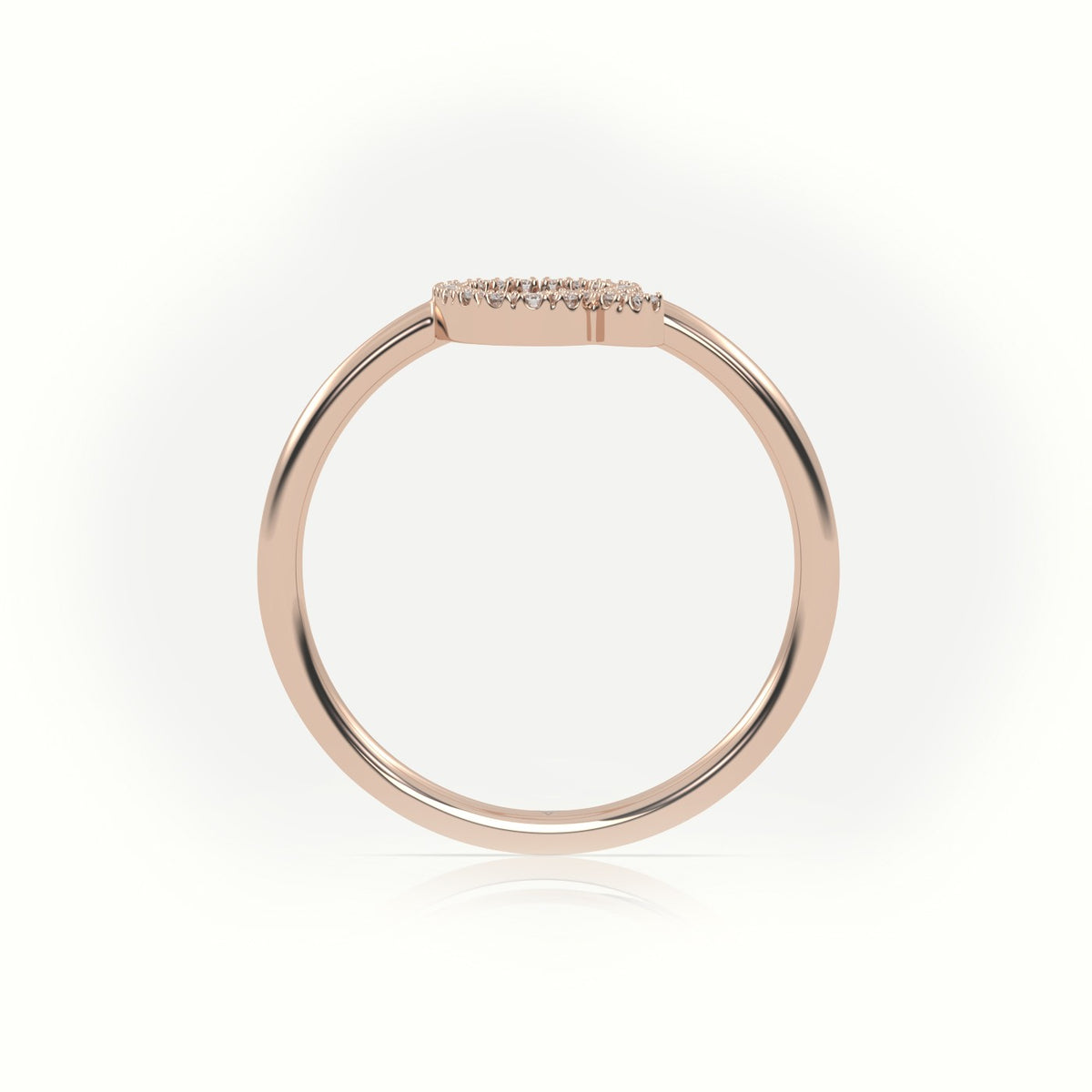 Round Cut Diamonds “Q” Initials Monogram Alphabet Ring — Rose Gold