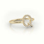 Round Cut Diamonds “Q” Initials Monogram Alphabet Ring — Yellow Gold