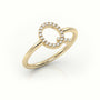Round Cut Diamonds “Q” Initials Monogram Alphabet Ring — Yellow Gold