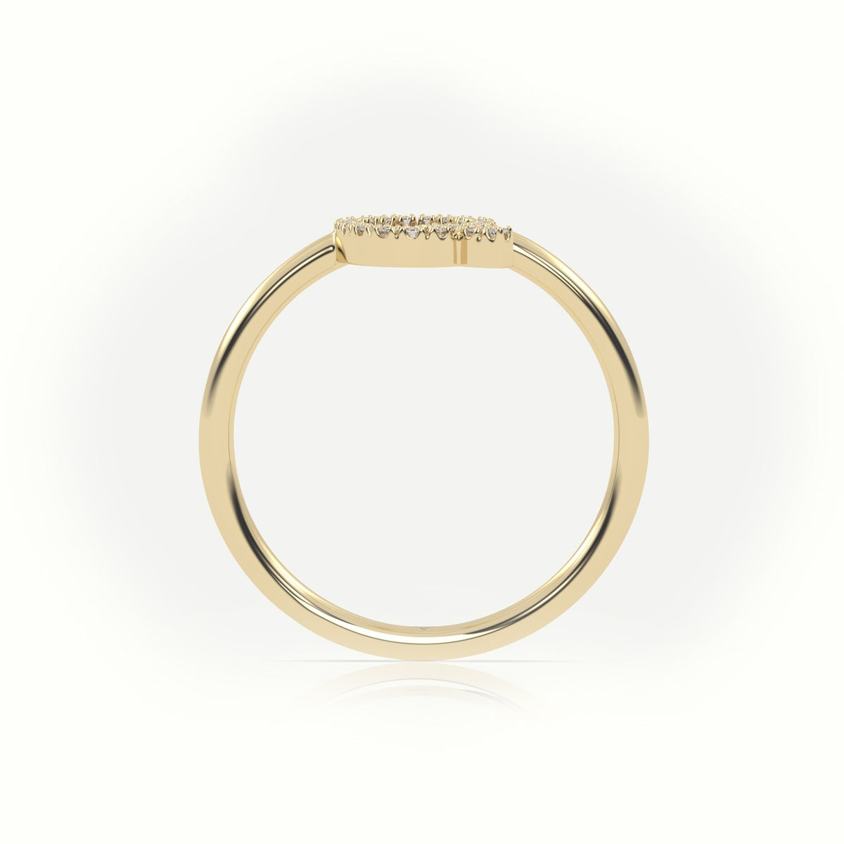 Round Cut Diamonds “Q” Initials Monogram Alphabet Ring — Yellow Gold