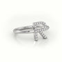 Round Cut Diamonds “R” Initials Monogram Alphabet Ring — White Gold