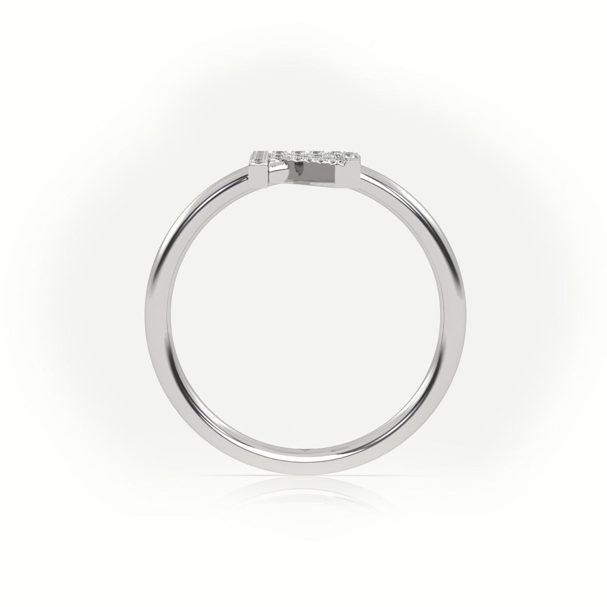 Round Cut Diamonds “R” Initials Monogram Alphabet Ring — White Gold