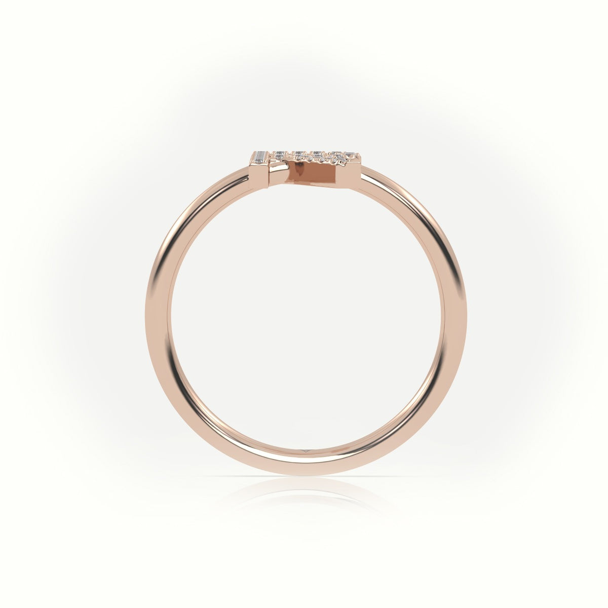 Round Cut Diamonds “R” Initials Monogram Alphabet Ring — Rose Gold