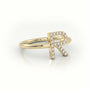 Round Cut Diamonds “R” Initials Monogram Alphabet Ring — Yellow Gold