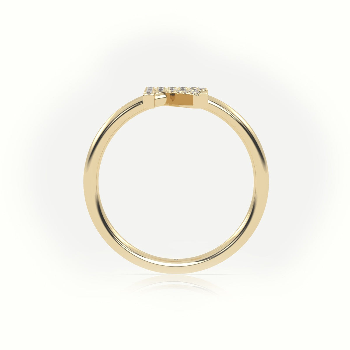 Round Cut Diamonds “R” Initials Monogram Alphabet Ring — Yellow Gold