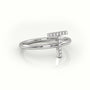Round Cut Diamonds “T” Initials Monogram Alphabet Ring — White Gold