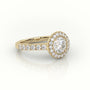 Round-Cut-Diamond 4 Prongs Halo Scallop Setting Engagement Ring — Yellow Gold