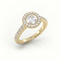 Round-Cut-Diamond 4 Prongs Halo Scallop Setting Engagement Ring — Yellow Gold