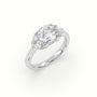 Round Diamond Trilogy Half Moon Engagement Ring — White Gold