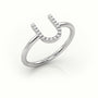 Round Cut Diamonds “U” Initials Monogram Alphabet Ring — White Gold