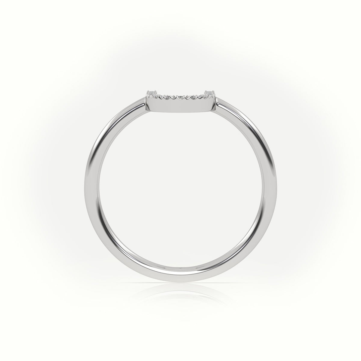 Round Cut Diamonds “U” Initials Monogram Alphabet Ring — White Gold