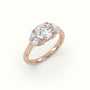 Round Diamond Trilogy Half Moon Engagement Ring — Rose Gold