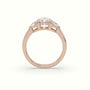 Round Diamond Trilogy Half Moon Engagement Ring — Rose Gold
