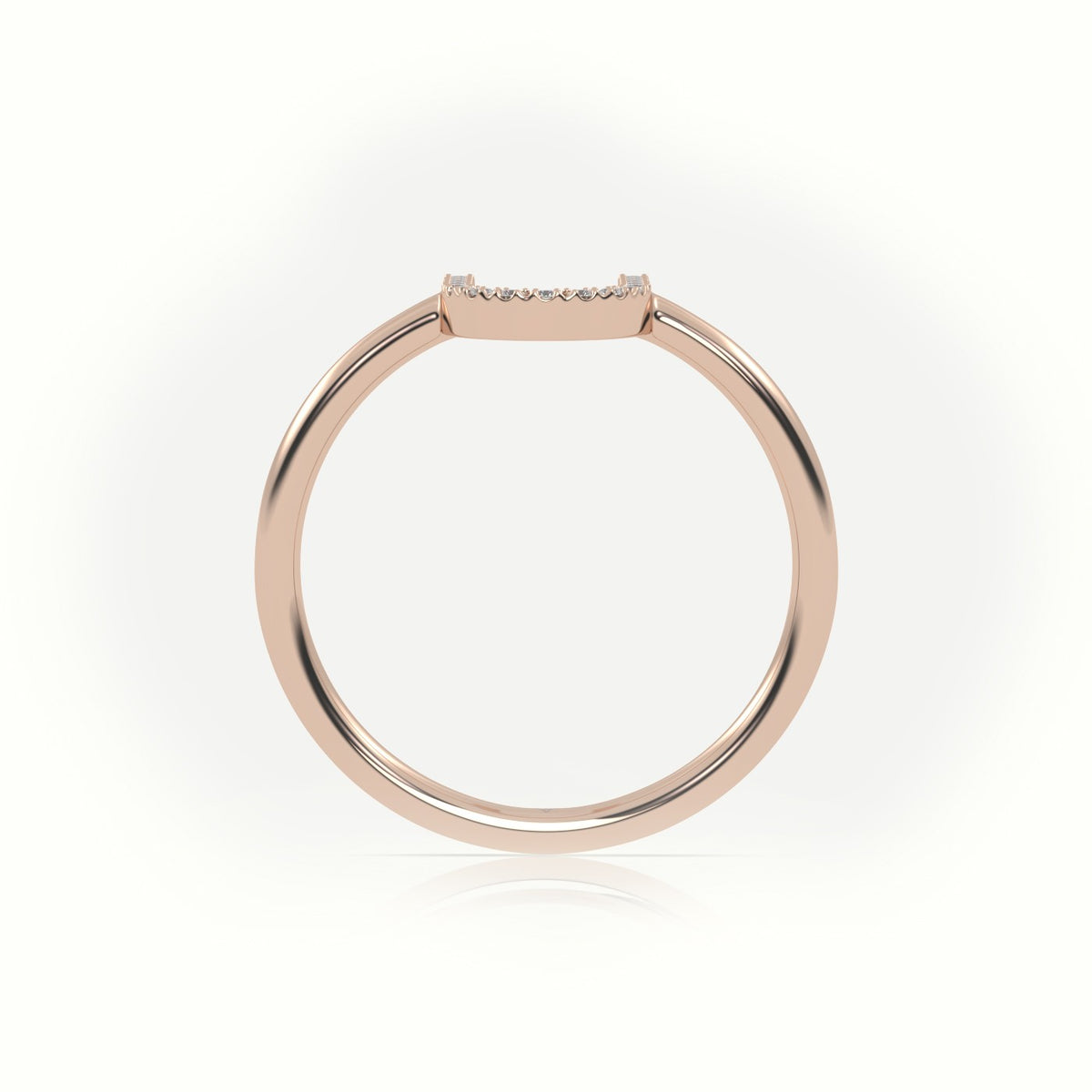 Round Cut Diamonds “U” Initials Monogram Alphabet Ring — Rose Gold