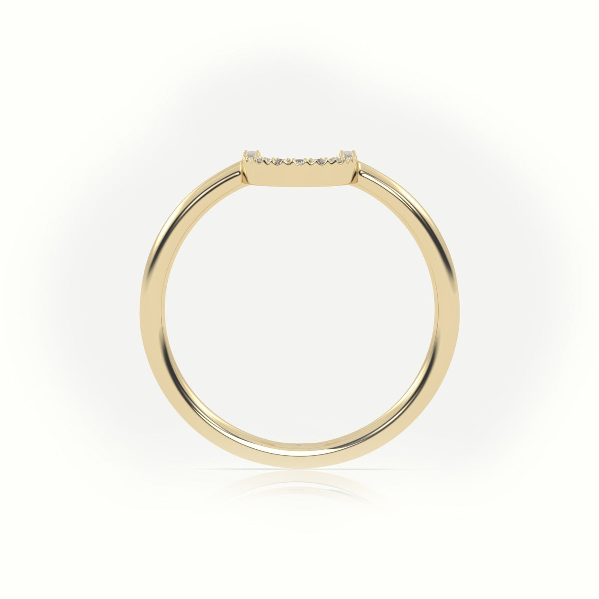 Round Cut Diamonds “U” Initials Monogram Alphabet Ring — Yellow Gold