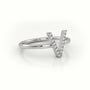 Round Cut Diamonds “V” Initials Monogram Alphabet Ring — White Gold