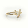Round Cut Diamonds “V” Initials Monogram Alphabet Ring — Yellow Gold