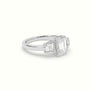 Emerald Diamond Trilogy Trapezium Engagement Ring — White Gold