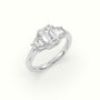 Emerald Diamond Trilogy Trapezium Engagement Ring — White Gold