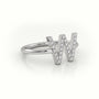 Round Cut Diamonds “W” Initials Monogram Alphabet Ring — White Gold