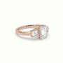 Emerald Diamond Trilogy Trapezium Engagement Ring — Rose Gold