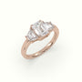 Emerald Diamond Trilogy Trapezium Engagement Ring — Rose Gold