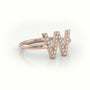 Round Cut Diamonds “W” Initials Monogram Alphabet Ring — Rose Gold