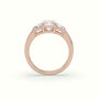 Emerald Diamond Trilogy Trapezium Engagement Ring — Rose Gold