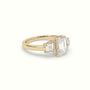 Emerald Diamond Trilogy Trapezium Engagement Ring — Yellow Gold