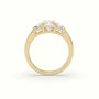 Emerald Diamond Trilogy Trapezium Engagement Ring — Yellow Gold