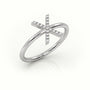 Round Cut Diamonds “X” Initials Monogram Alphabet Ring — White Gold