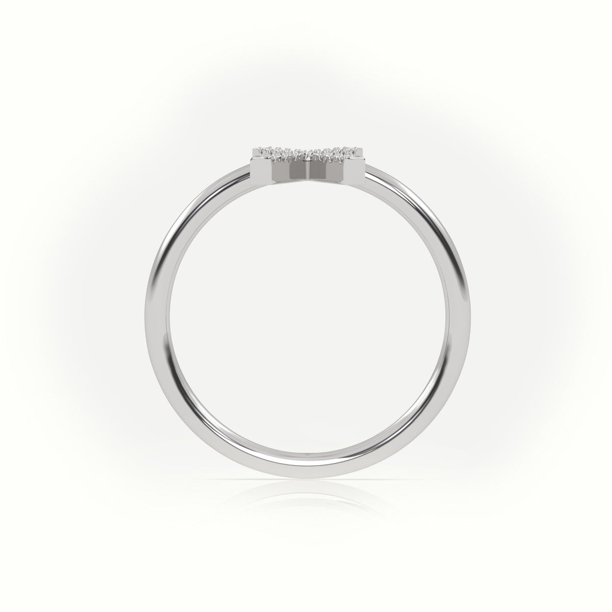 Round Cut Diamonds “X” Initials Monogram Alphabet Ring — White Gold