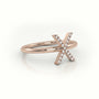 Round Cut Diamonds “X” Initials Monogram Alphabet Ring — Rose Gold