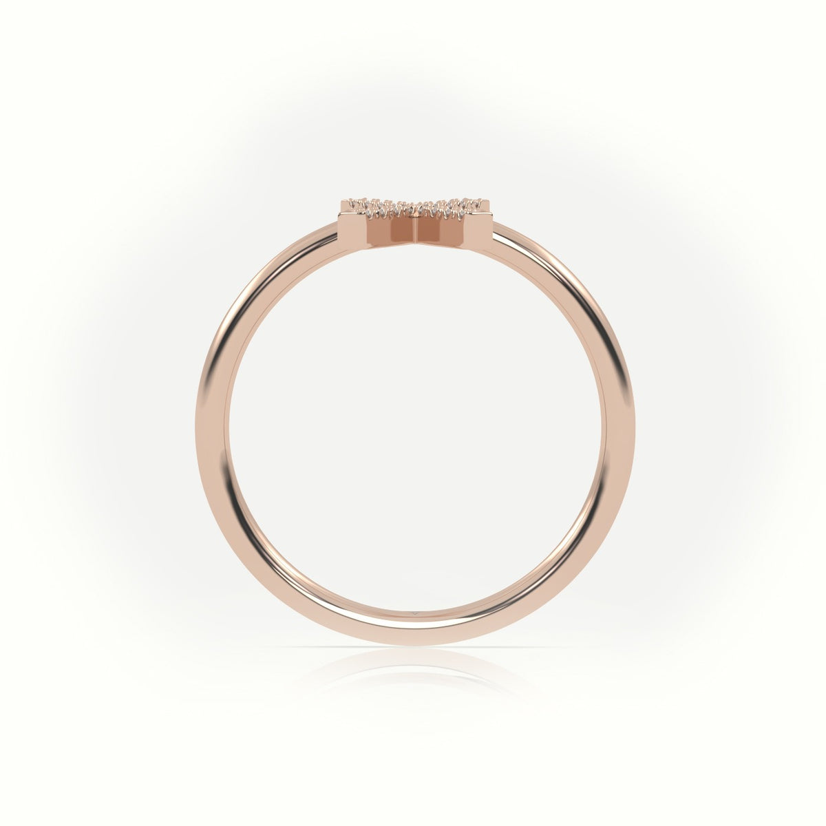 Round Cut Diamonds “X” Initials Monogram Alphabet Ring — Rose Gold