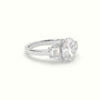 Oval Diamond Trilogy Trapezium Engagement Ring — White Gold