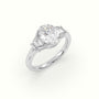 Oval Diamond Trilogy Trapezium Engagement Ring — White Gold