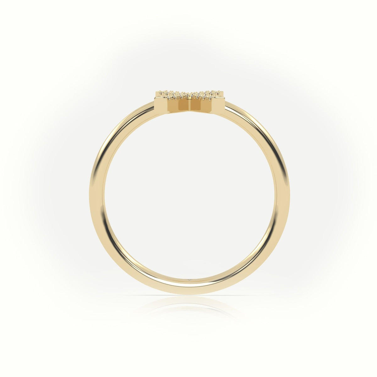 Round Cut Diamonds “X” Initials Monogram Alphabet Ring — Yellow Gold