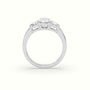 Oval Diamond Trilogy Trapezium Engagement Ring — White Gold