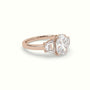 Oval Diamond Trilogy Trapezium Engagement Ring — Rose Gold